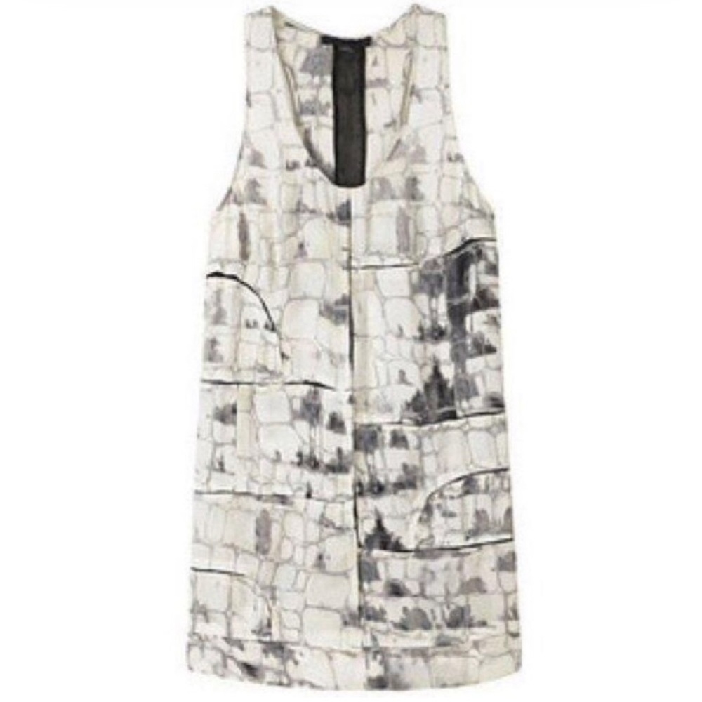 Alexander Wang silk gray & white croc print on mesh dress